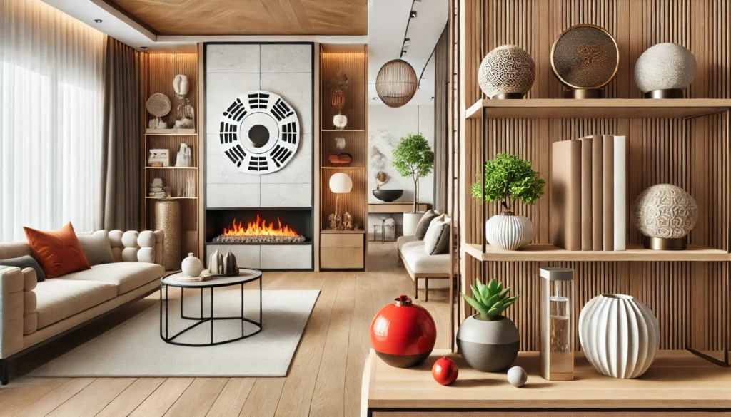 Feng Shui para sala: um ambiente harmonizado com os cinco elementos do Feng Shui - madeira, fogo, terra, metal e água.