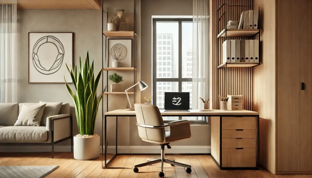 Feng Shui na mesa de trabalho: home office harmonizado para produtividade e equilíbrio.