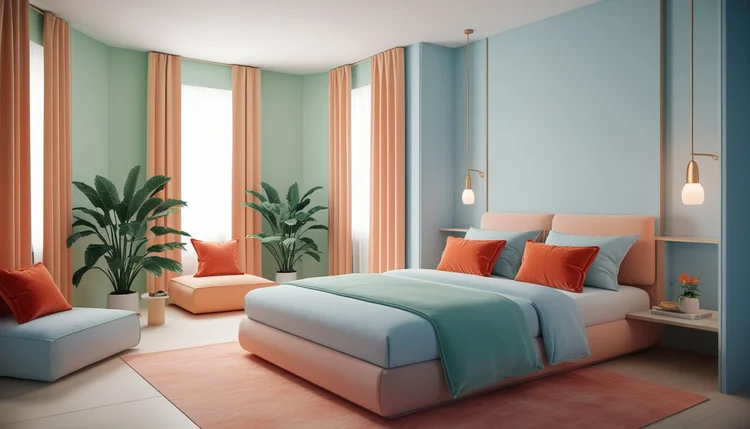 Ambiente iluminado e equilibrado seguindo as dicas de Feng Shui para uma vida feliz, com luz natural e cores harmoniosas que promovem bem-estar e prosperidade.
