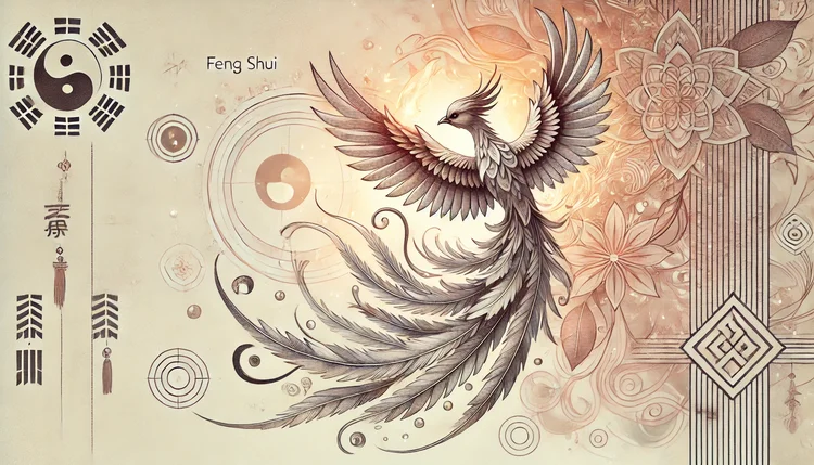 Fênix  tatuagem feminina de no braço, representando renascimento, força e equilíbrio energético, com simbolismo do Feng Shui para prosperidade.