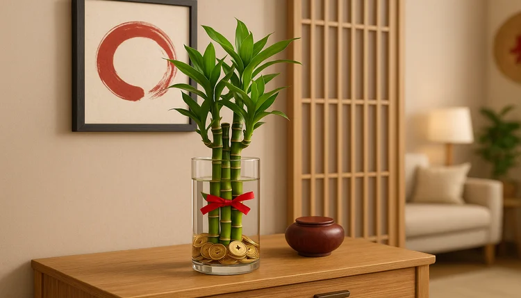 Como cultivar bambu-da-sorte na água e ativar a prosperidade com elementos do Feng Shui.