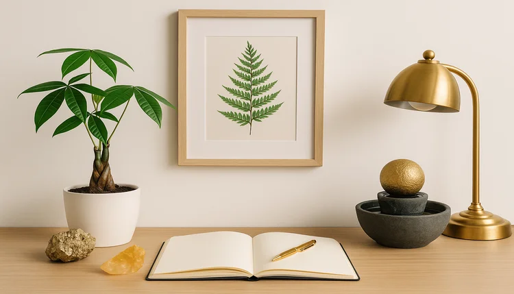 Itens para ativar energia no Feng Shui no home office.