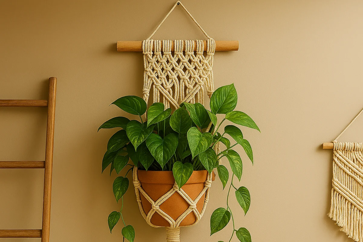 macramê com plantas Feng Shui
