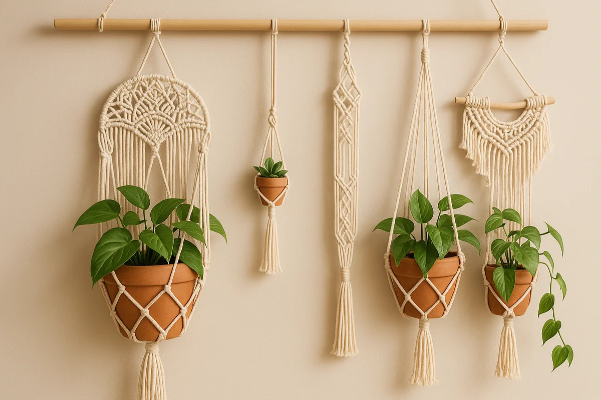 Macramê com plantas Feng Shui